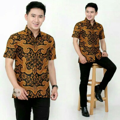 Kemeja Batik Pria Lengan Panjang Size M L Xl Xxl Bswart Batik Hrb026 Kenongo Hem Panjang Padi