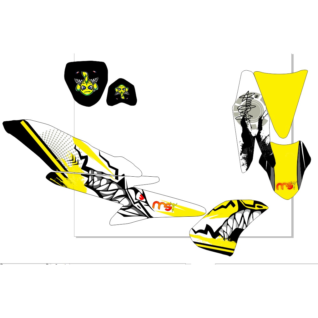 decal aerox 155 shark putih kuning