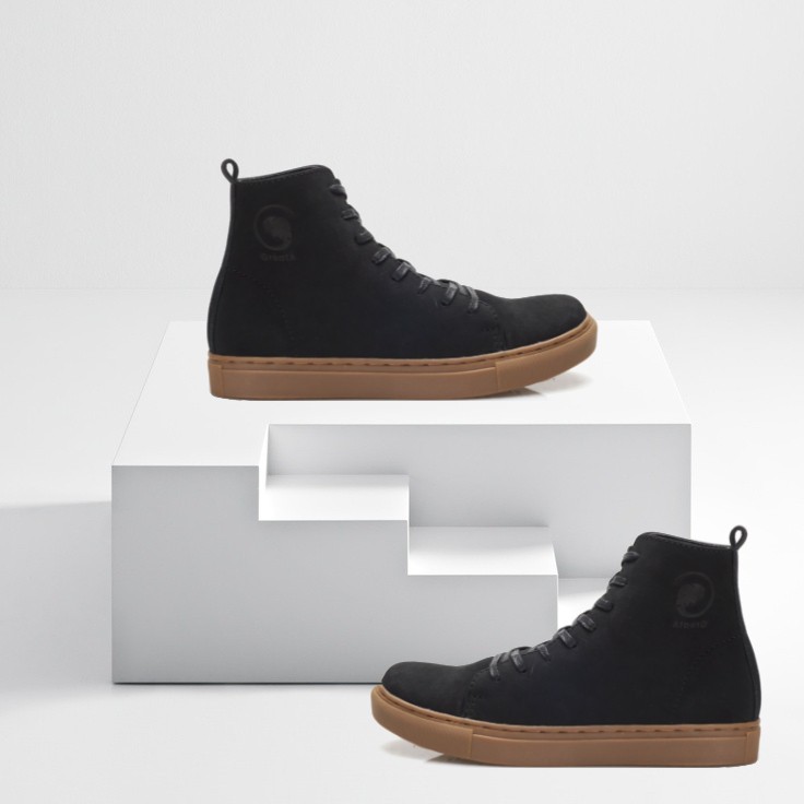 MAGNUS BLACK (Kulit Asli) - Sepatu Boots Pria Kasual Kulit Klasik Vintage Sporty Casual Cowok - Boot Kulit