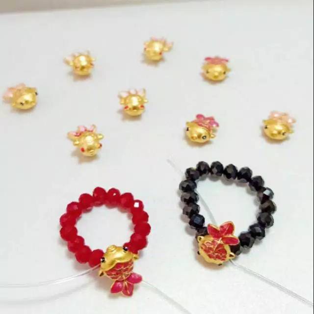 Cincin EMAS HONGKONG HK 24 karat ikan koi rejeki cat/warna ORIGINAL