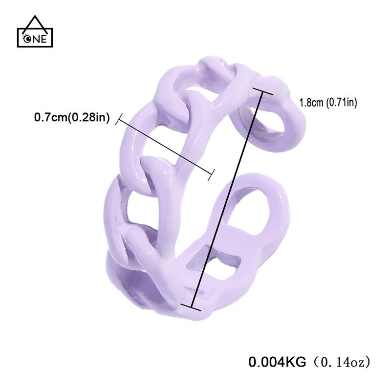 COD❤Cincin Wanita Geometris Macarons Cincin Resin Terbuka Berongga Sederhana Hadiah Aksesoris A one