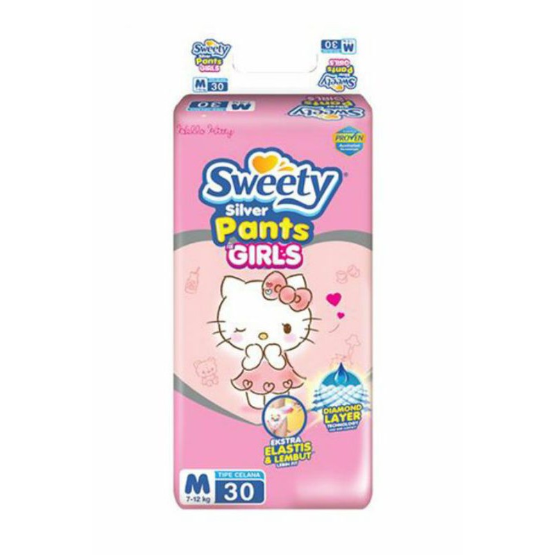 Sweety Silver Pants Girls M30 Diapers - Popok Celana Sekali Pakai