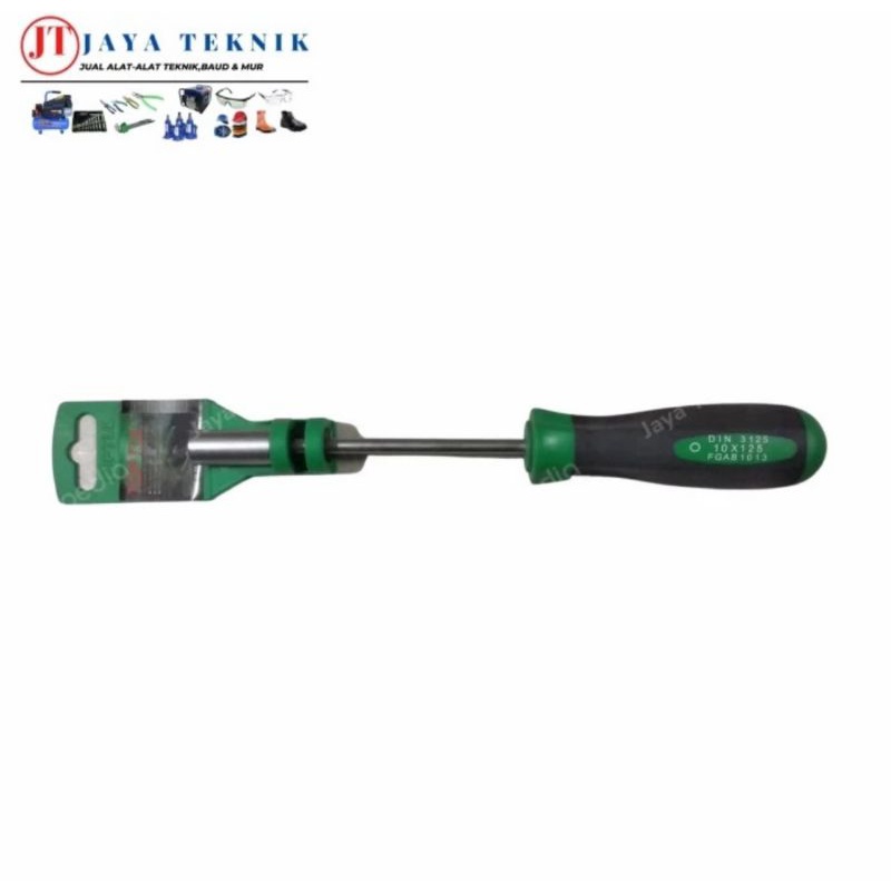 Obeng sok toptul Gagang Karet Hijau 4 MM Obeng Mata Sok