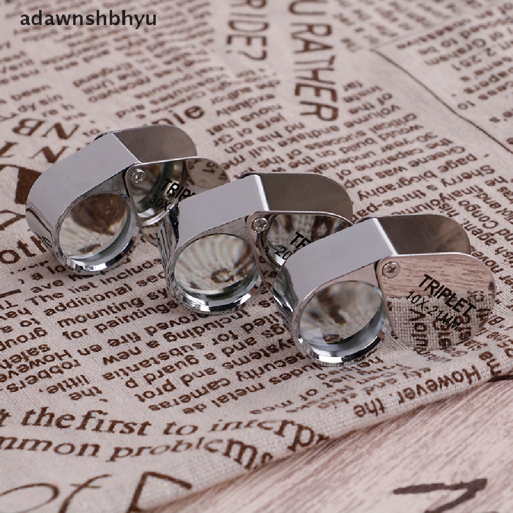 [adawnshbhyu] Triplet Jewelers Eye Loupe Magnifier Kaca Pembesar Perhiasan Berlian Dengan Kotak