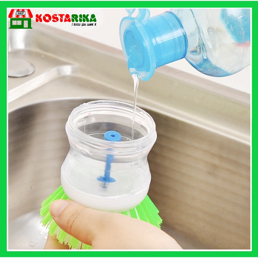 KOSTARIKA Sikat Panci Inovatif Alat Pembersih Wajan Piring Dispenser Sabun Cair Sikat Piring