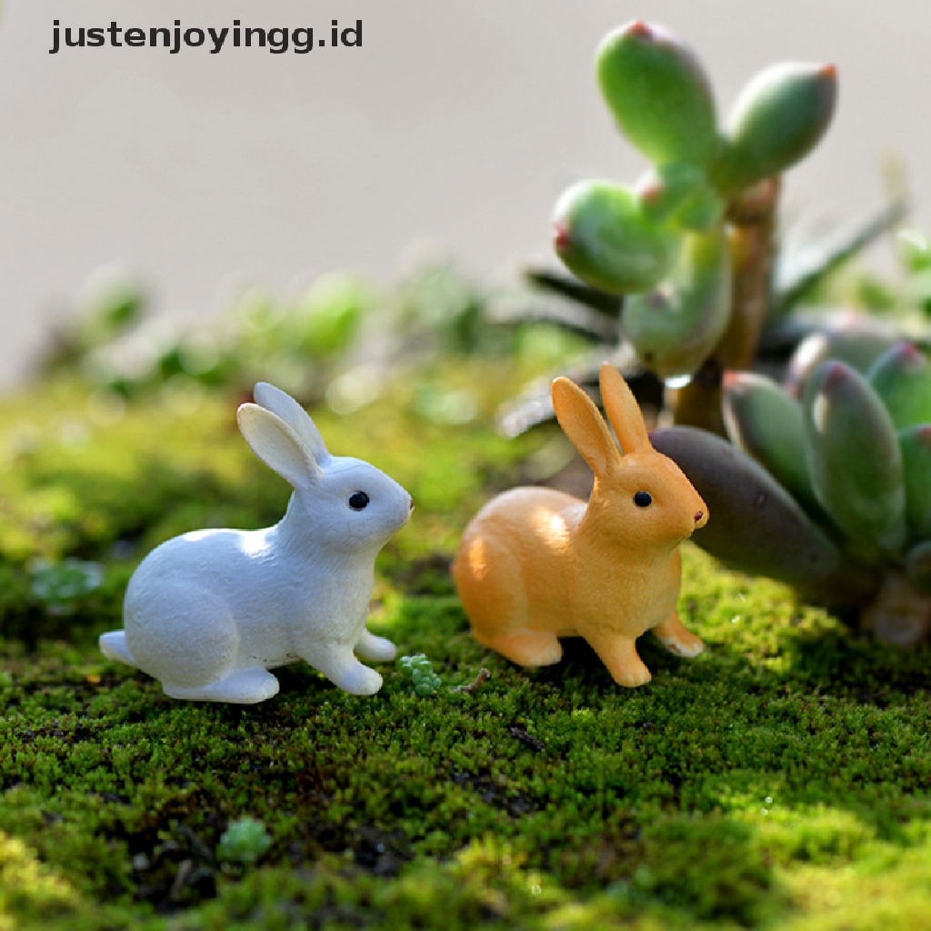 // justenjoyingg.id // 2/4pcs Rabbit Ornaments Miniature Figurine Micro Landscape Terrarium Fairy Decor ~