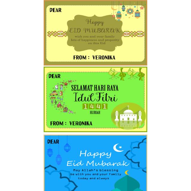 KARTU UCAPAN SELAMAT LEBARAN / KARTU IDUL FITRI UNTUK DITEMPEL DI KUE / HAMPERS LEBARAN