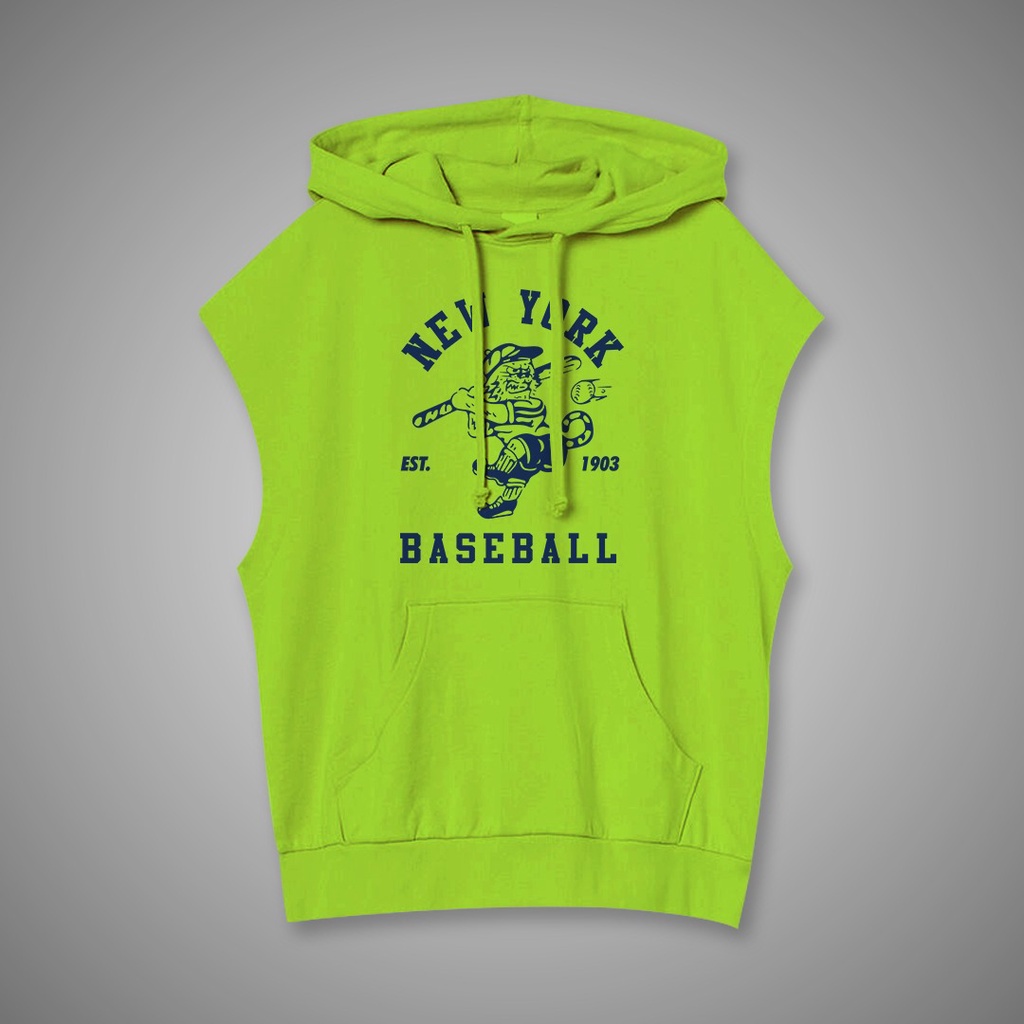 SLEEVELES ROMPI HOODIE NEWYORK BASEBALL UNISEX FLEECE TEBAL MURAH TERBARU'