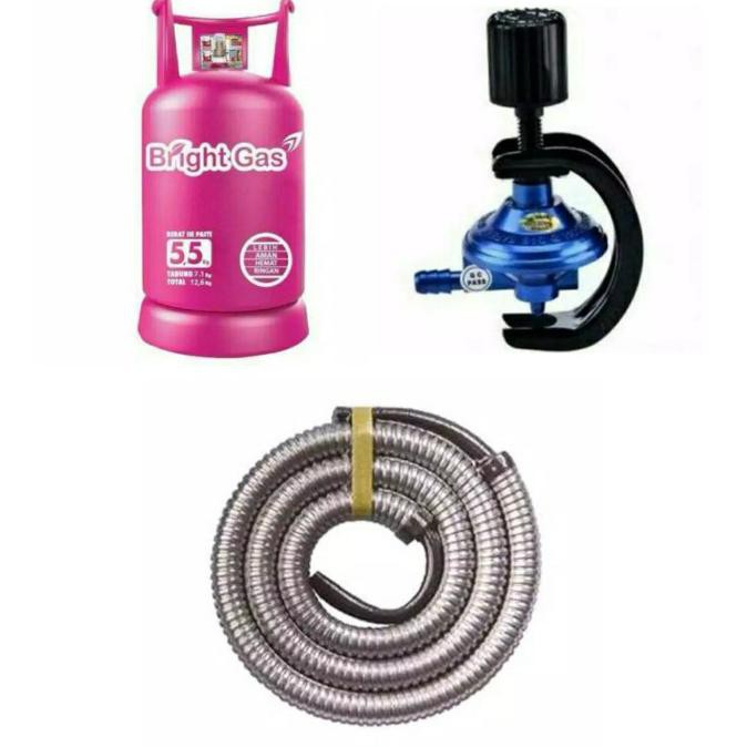 Tabung Elpiji Bright Gas 5.5 Kg Dengan Regulator Destec & Selang Gas