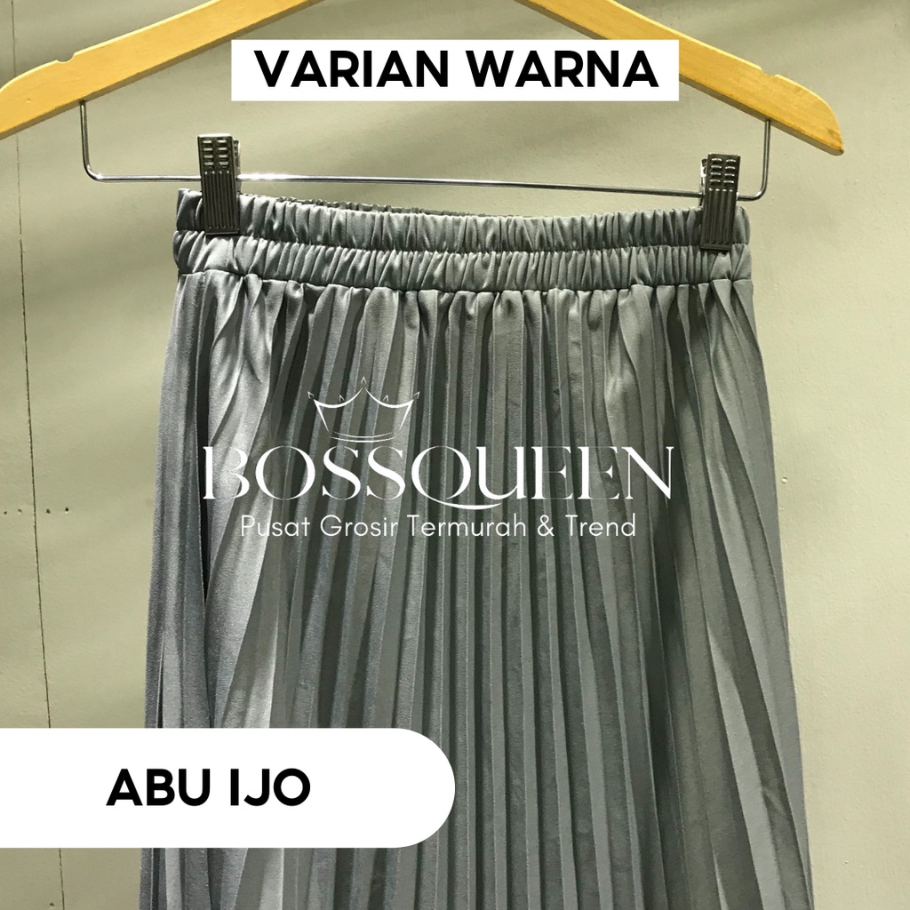ROK PLISKET BAWAHAN PANJANG JUMBO/ROK. KERJA WANITA MUSIMAH TERMURAH TERLARIS-Abu ijo