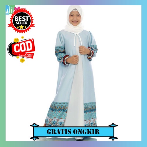 Gamis Anak Usia 4 5 6 7 8 9 10 11 12 Tahun Baju Muslim Anak Perempuan Setelan Pakaian Polos Katun Ul