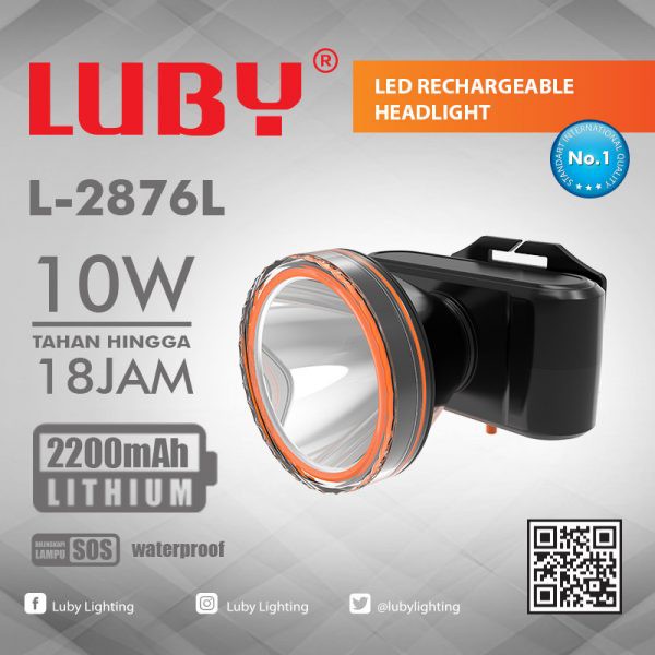 Headlamp Luby LED L2876L senter kepala 10 watt  WATERPROOF