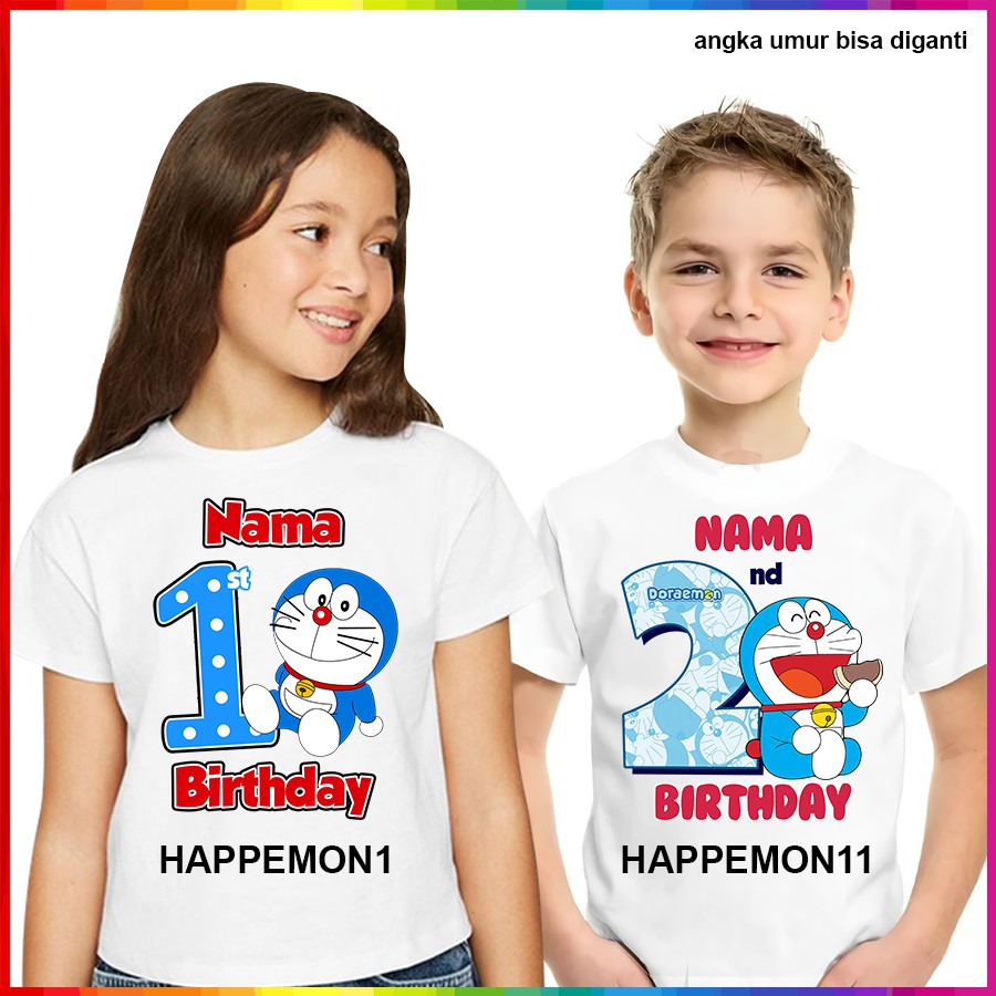 [FREE NAMA!!] Baju Kaos COUPLE  ANAK DAN DEWASA DORAEMON BANYAK MOTIF