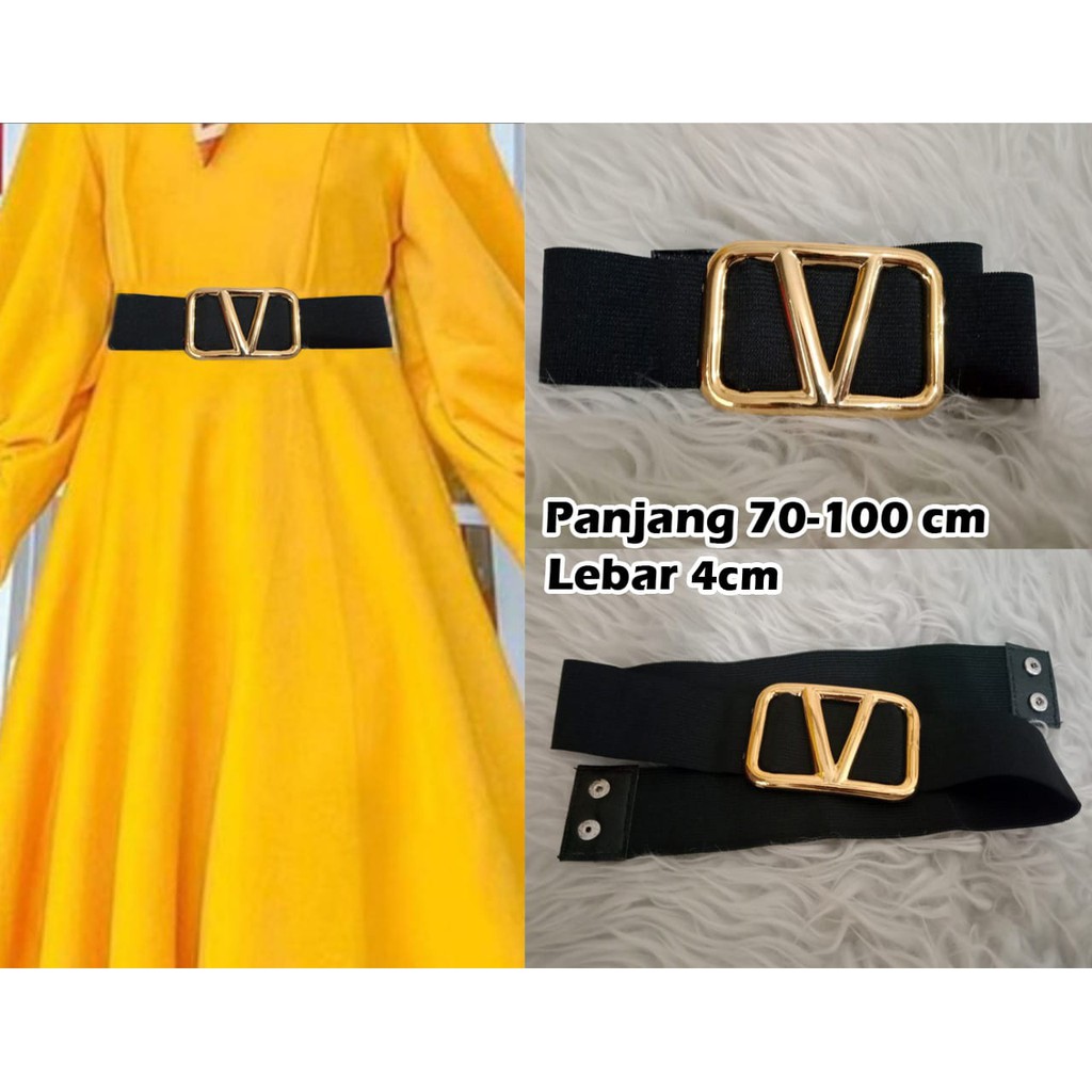 BELT V WANITA#Gesper wanita/belt karet hitam/ikat pinggang