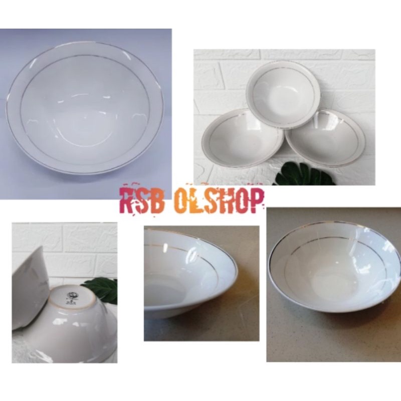 MANGKOK LIST EMAS / MANGKUK LIST EMAS SUNBIRD / MANGKOK KERAMIK LIST EMAS 7"