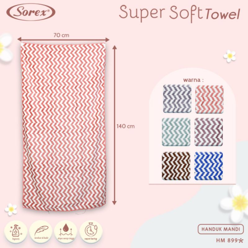 Sorex HM 899 Handuk Mandi Dewasa Microfiber Towel Motif ZigZag Lembut Daya Serap Tinggi