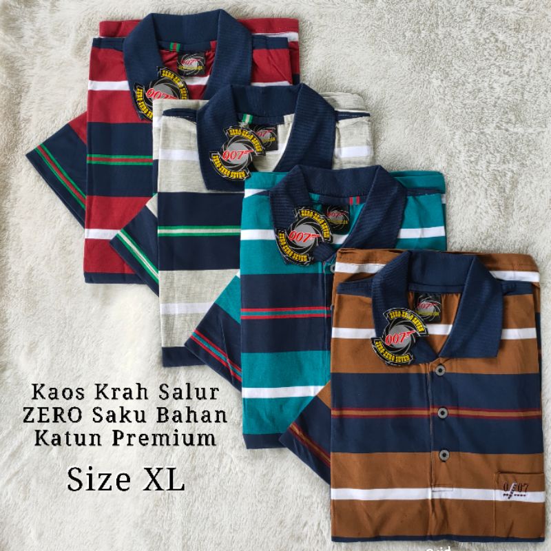 kaos kerah saku Zero salur premium stripe motif baru allsize