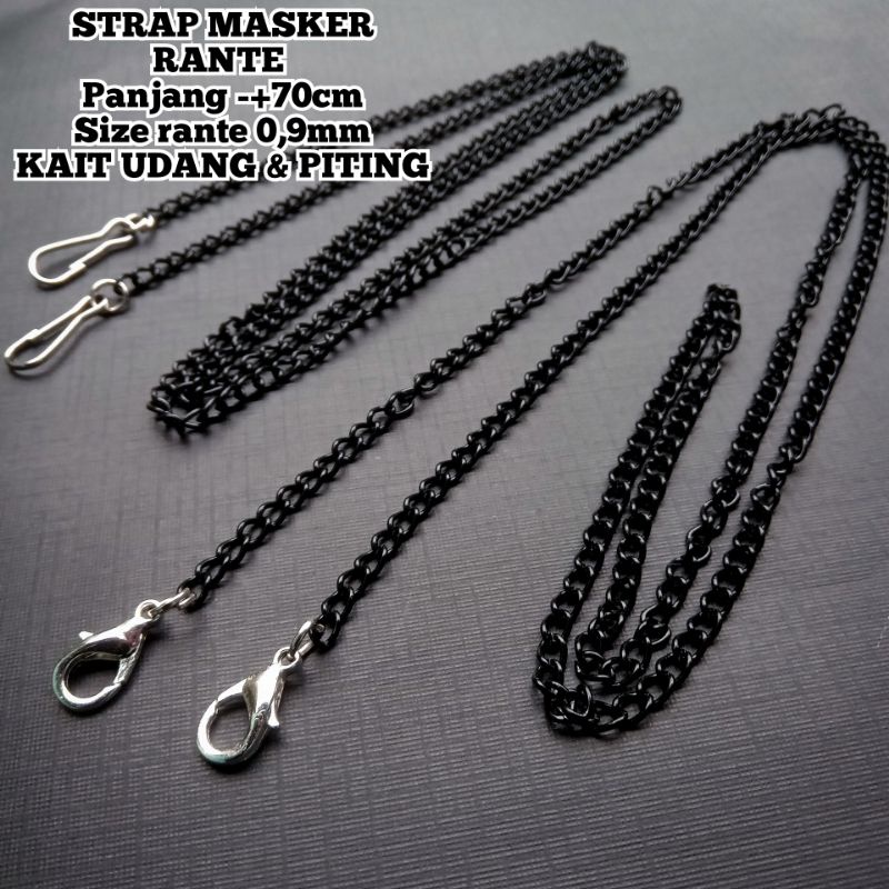 Strap Masker / kalung konektor masker rantai hitam kokot udang / Gantungan Tali Masker Pria dan Wani