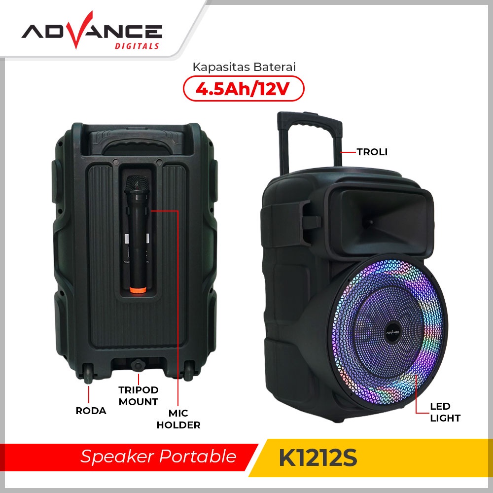 Advance Speaker 12&quot; Meeting Portable K1212S Free 2 Wireless Mic