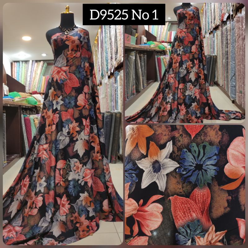 Kain Katun Viscose Motif Bunga Cantik D9525 No 1