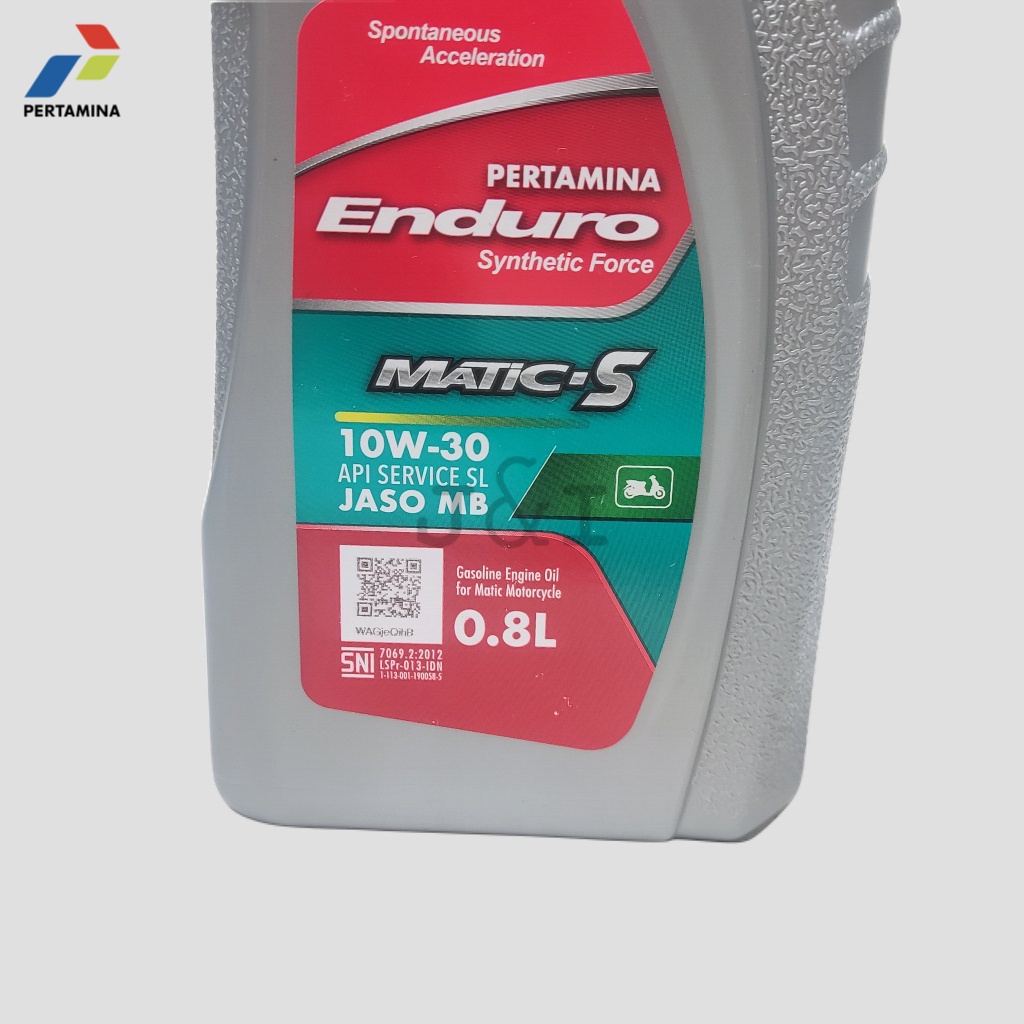 Oli Pertamina Enduro Matic-S 10W-30 API SL JASO MB 0,8 Liter