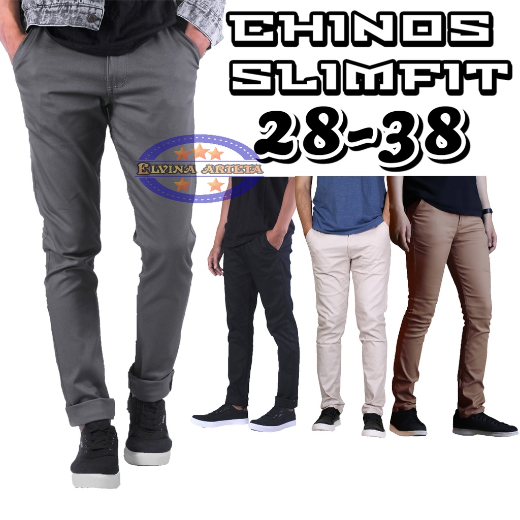 Celana Panjang Pria Slimfit 27-38 Celana Chino Bahan Melar Original Distro Premium