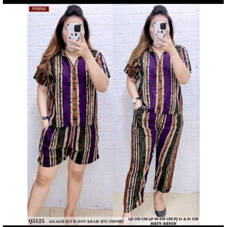 setelan 3in1 kerah Q5125 LD 106 4 warna