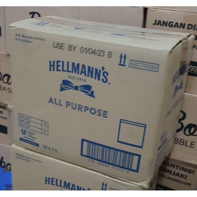 Hellmanns All Purpose Mayonnaise 12x1Ltr - Hellman Gosend Grab Only