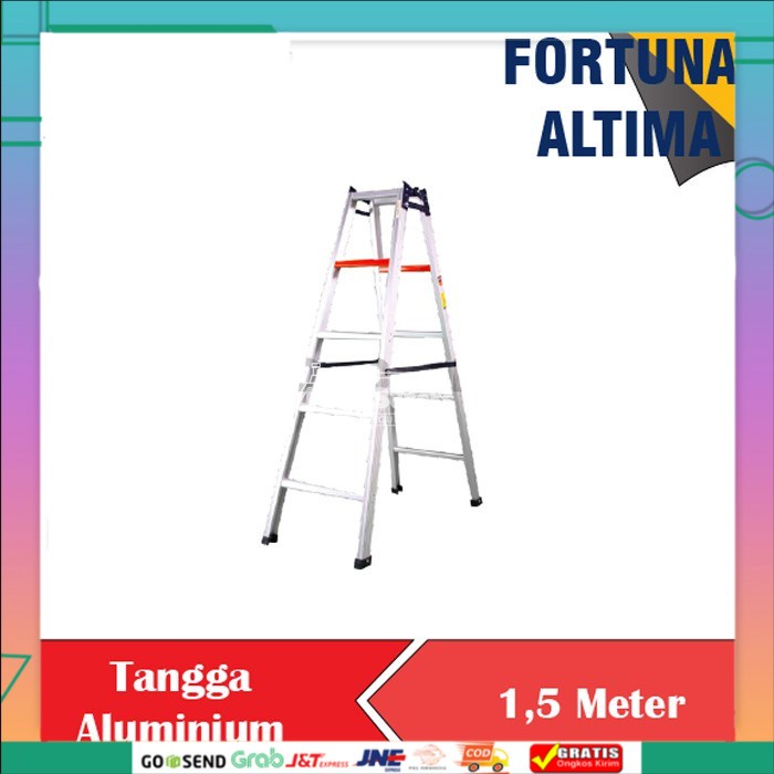 TANGGA ALUMINIUM  TANGGA ALUMUNIUM 2 SISI  FORTUNA ALTIMA 1,5M 2M 1,5 M 2 M METER KUAT AMAN Terbaru