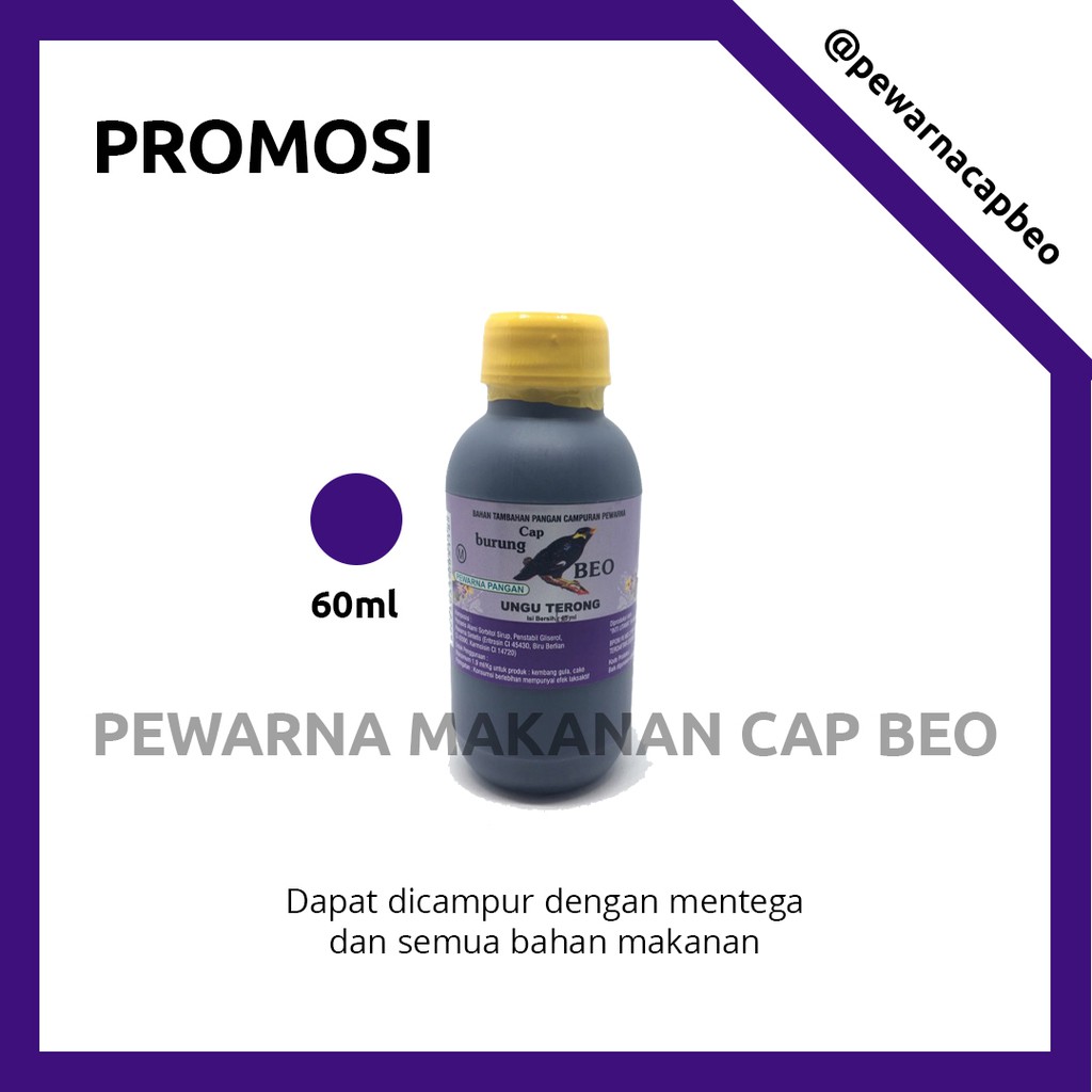 

PEWARNA MAKANAN MURAH Warna Ungu Terong 60ml Cap Beo