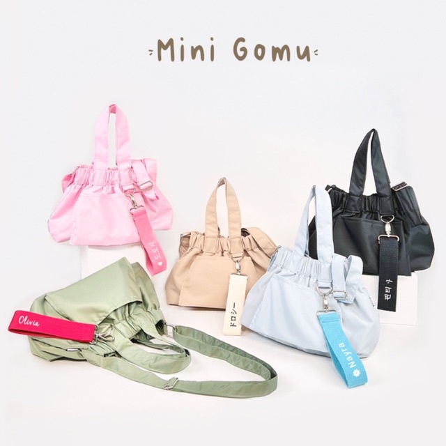 GOMU PASTEL FOLDABLE BAG / SLINGBAG / TAS SELEMPANG ( FREE CUSTOM NAMA ) TOTE BAG / KOREAN BAG / SHOULDER BAG / TAS WANITA