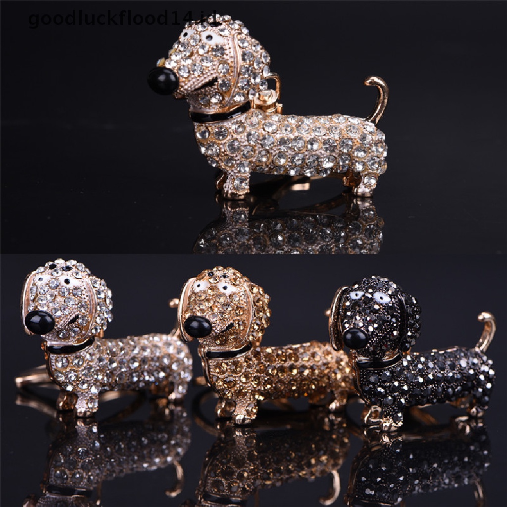 [OOID] Bling Crystal Dog Dachshund Keychain Purse Pendant Car Holder Key Ring Nice New ID