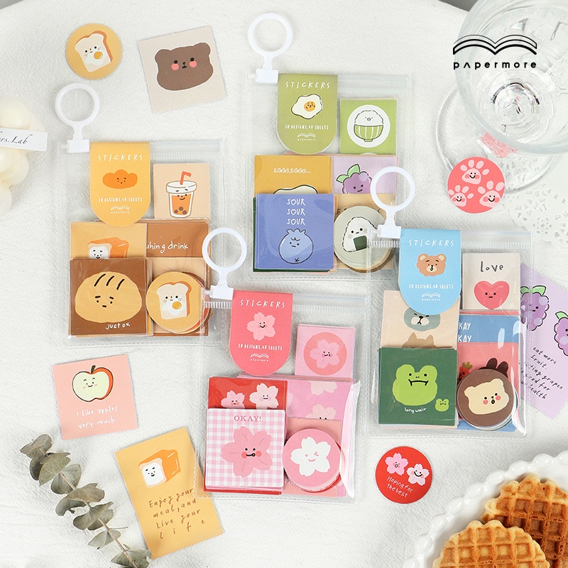 

40 pcs Sticker Pack Pocket Zipper Cute Pouch Aesthetic Scrapbook Jurnal Bujo DIY
