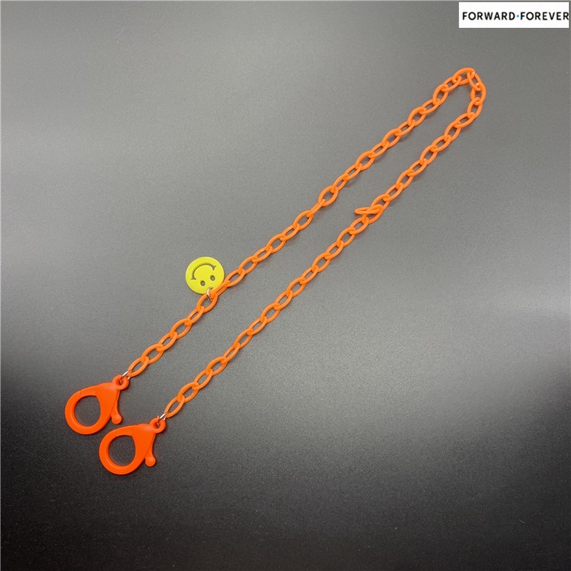 Fashion all-match smiley face pendant acrylic mask chain children adult mask anti-lost chain M60054