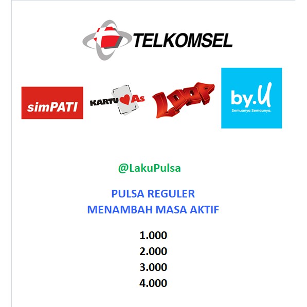 PULSA TELKOMSEL (SIMPATI, AS, LOOP, BYU) 1000 s/d 4000