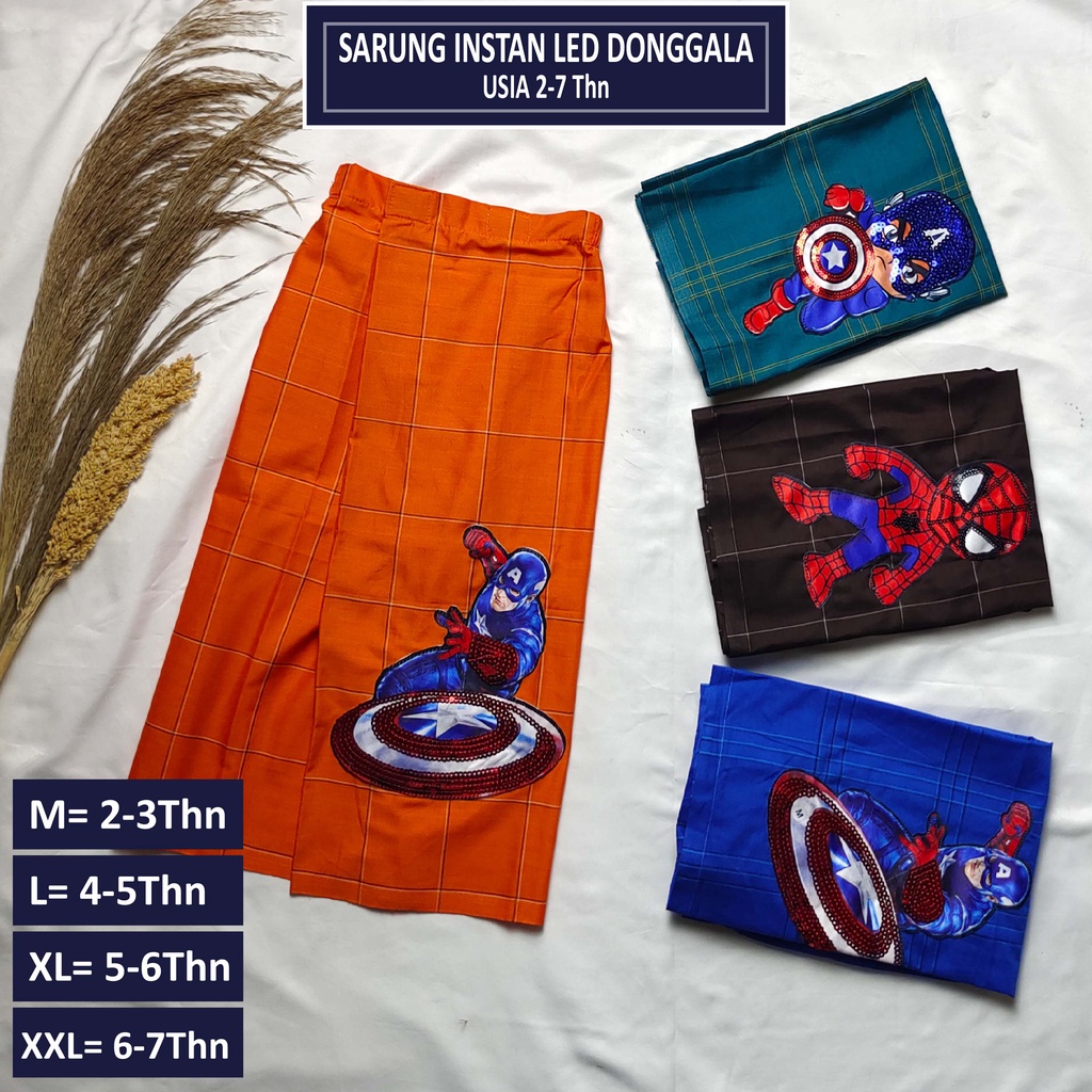 EL-NAFFA Sarung Instant Anak, Sarung Sunat, Sarung Anak Laki-Laki Motif Usia LED DONGGALA Usia 2-7th