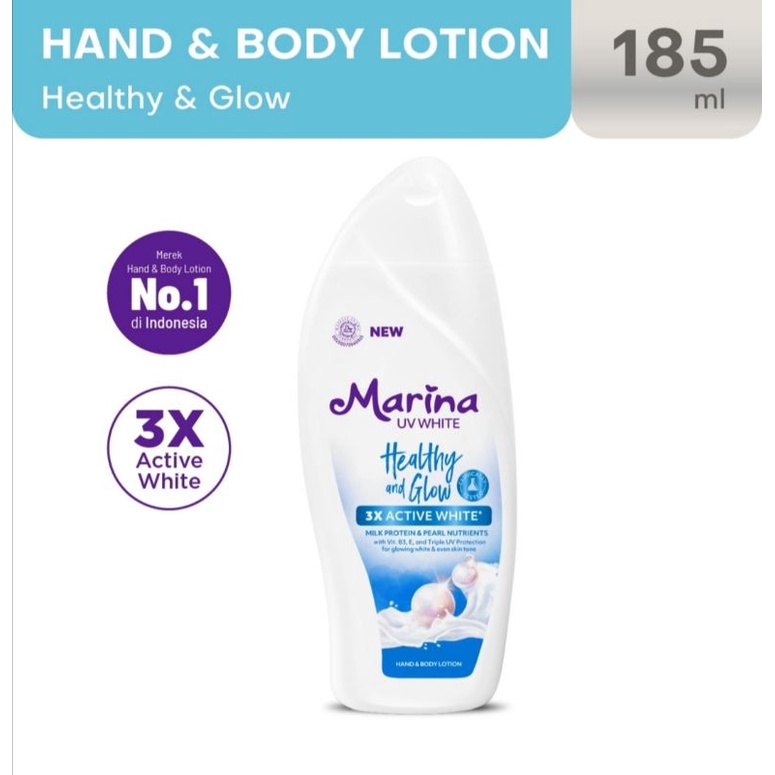 Jual Marina Hand And Body Lotion Uv White Healthy And Glow 185ml Shopee