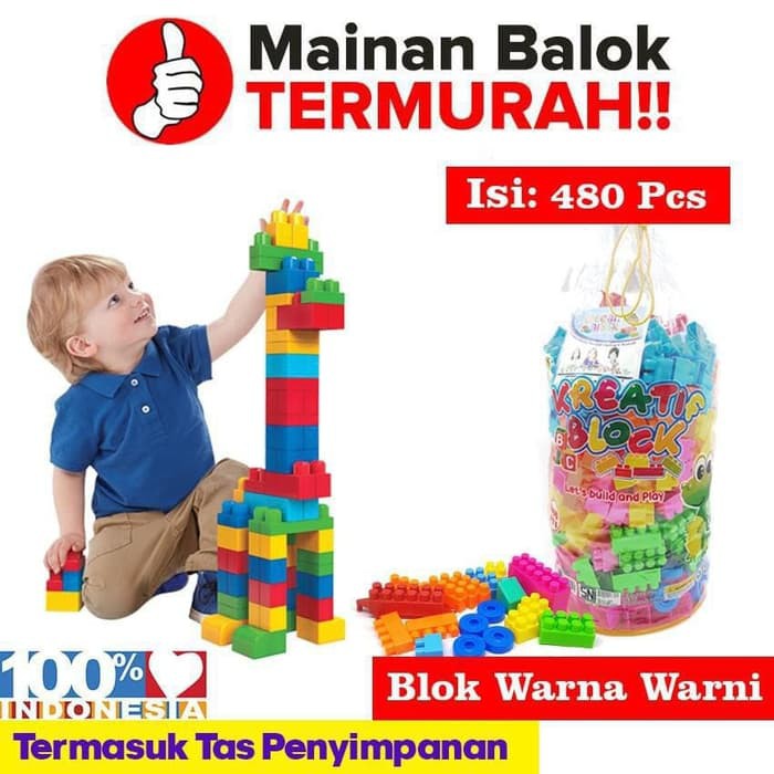 Creative Block Isi 480 Pcs Mainan Edukasi Anak Kreatif Blok Mainan