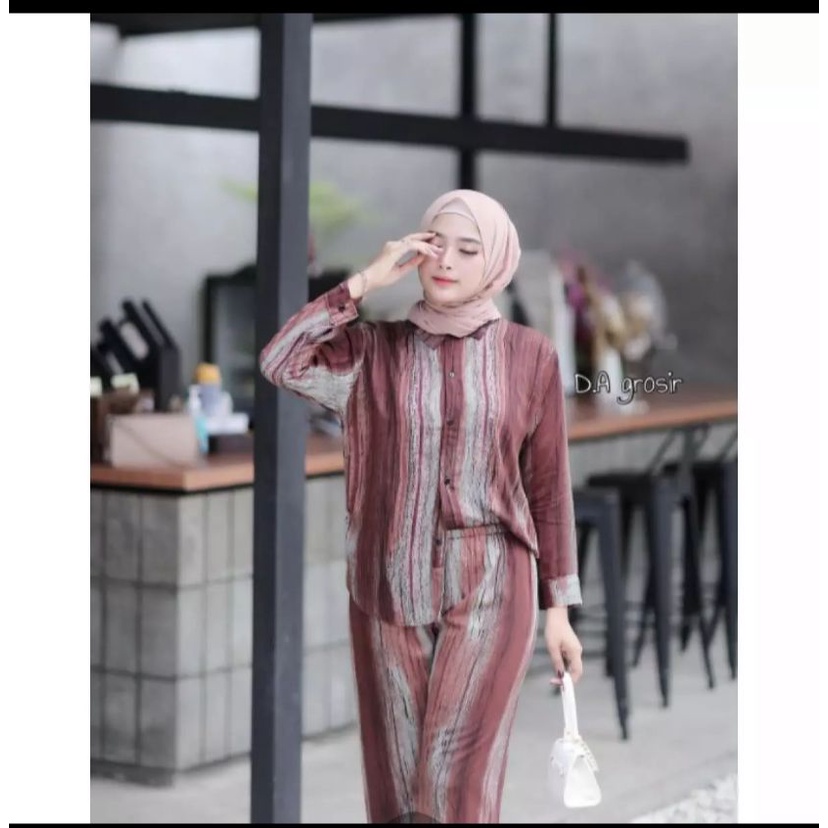 SETELAN BAJU DAN CELANA WANITA TERBARU TIE DYE / ONE SET LINE TERBARU MOTIF 2021 KEKINIAN LEBARAN