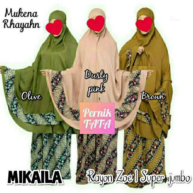 Mukena RYN MIKAILA Polos Ori by Rhayahn - Mukenah Dewasa Super Jumbo Katun Rayon Zoe Impor