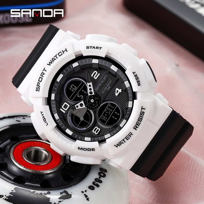 SANDA 6027 Jam Tangan Pria Digital Analog Tali Rubber Shockproof Anti Air WATCHKITE WKOS