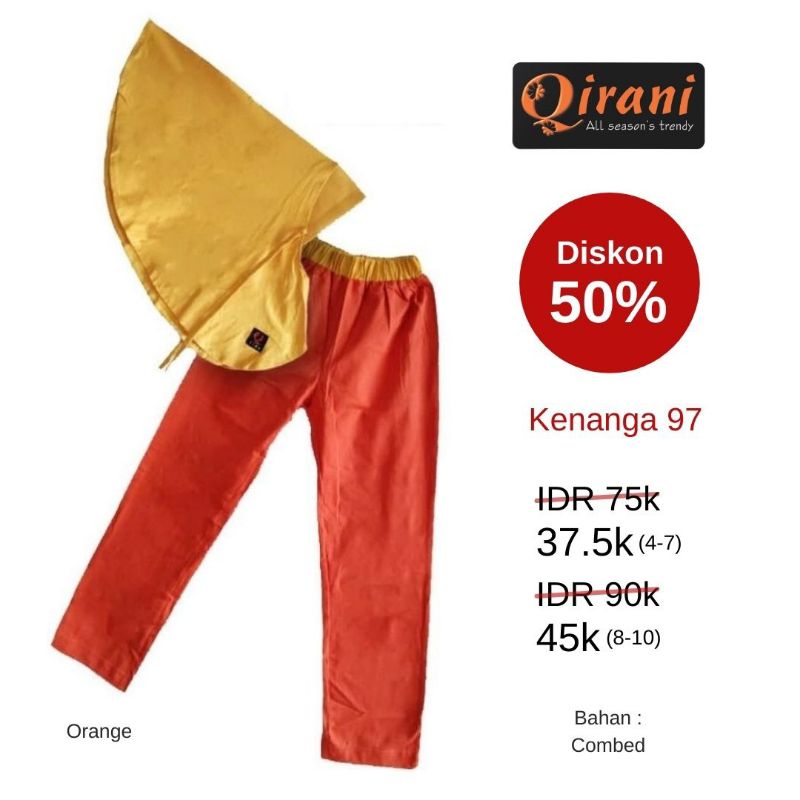 #Qirani kids Kenanga 97, celana set jilbab murah