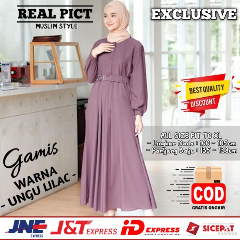Baju Gamis Remaja Terbaru 2023 Lebaran Gamis Ungu Lilac Polos Gamis Wanita Syar'i Muslim Remaja Sabi