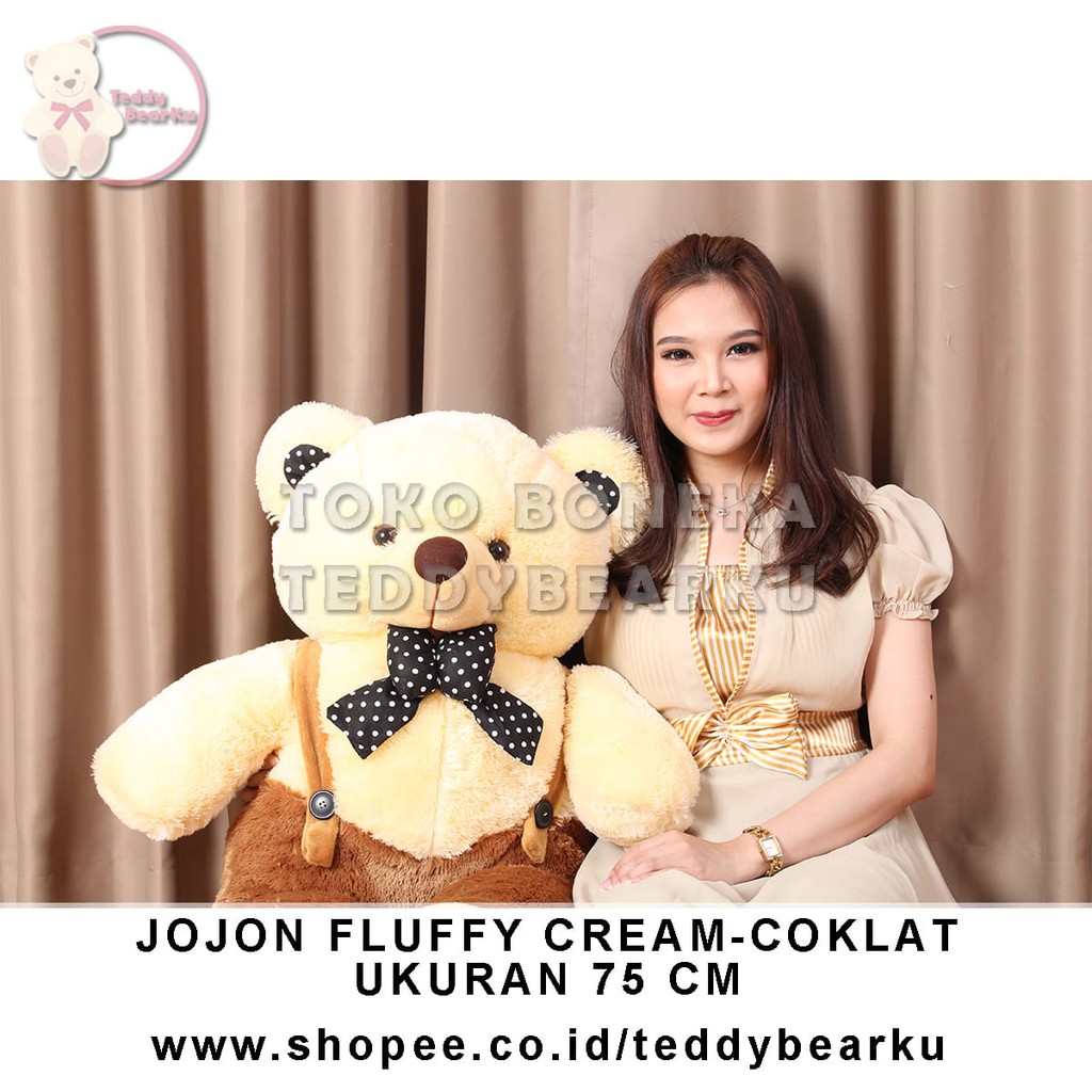 TEDDY BEAR XL 75CM FLUFFY JOJON PREMIUM CREAM - COKLAT