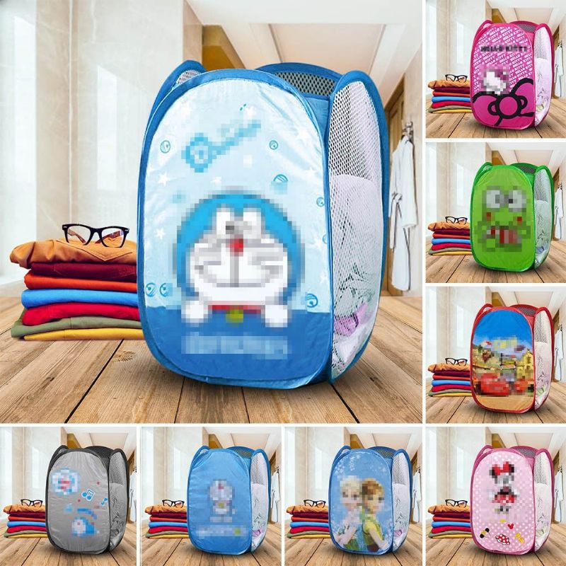 Keranjang Lipat Laundry Bag Baju Kotor Laundry Basket Motif Lucu Karakter Animasi Murah Grosir