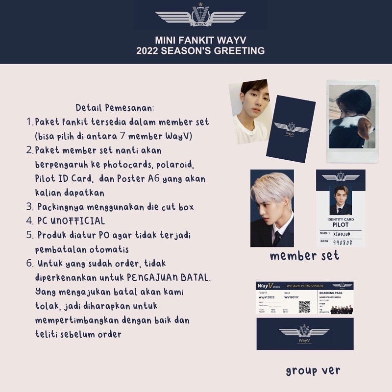 MINI FANKIT WAYV SEASON GREETINGS 2022 KPOP MURAH