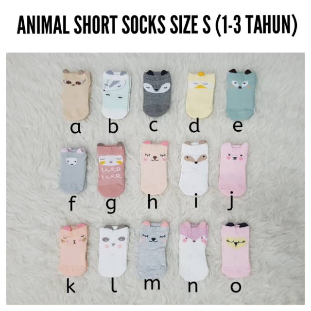 Kaos Kaki Bayi Motif Binatang Animal Short Socks