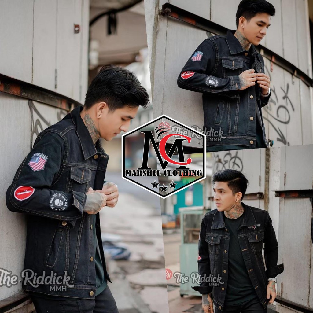 RCL - Jaket Jeans Emblem Pria Terbaru / Jaket Jeans Emblem 01 / Jaket Jeans The Riddick MMH PREMIUM