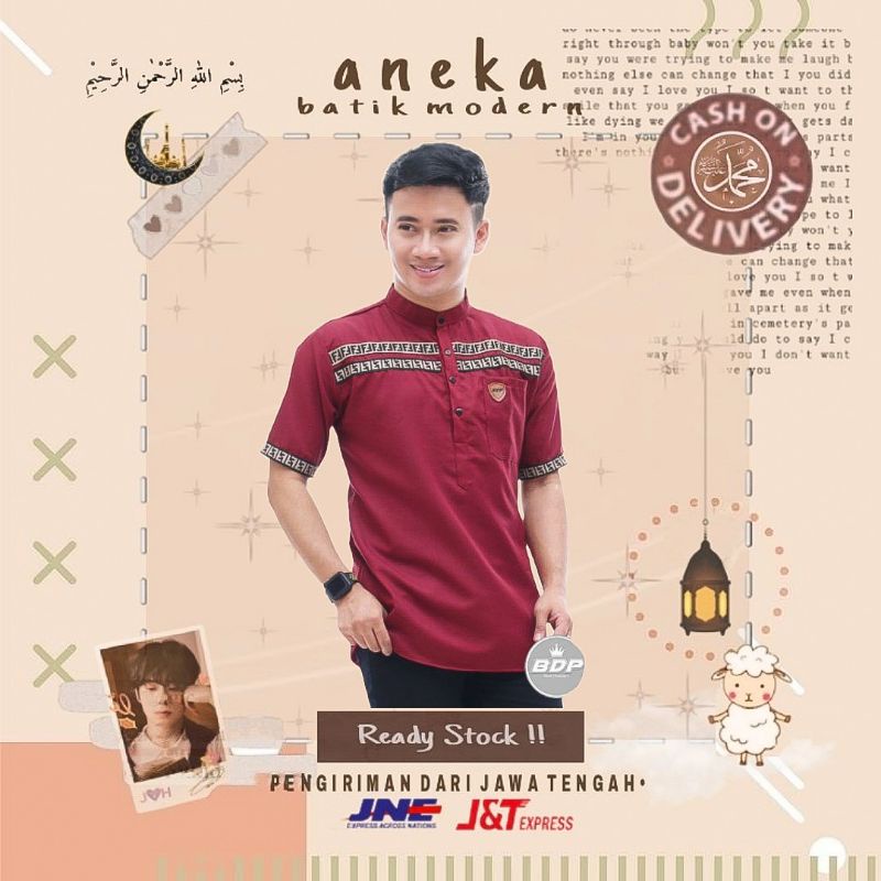 KOKO KURTA FF LENGAN PENDEK BAJU KOKO PRIA COWOK TOYOBO POLOS MERAH MARUN MAROON HITAM ABU COKSU BIR