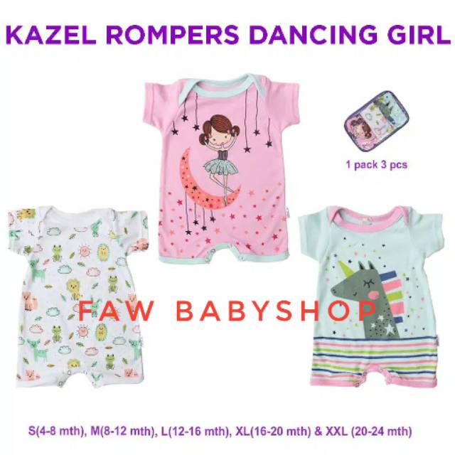 Kazel 3Pcs Romper Bayi Dancing Girl Edition isi 3Pcs